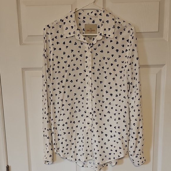 Casa Cabana Tops - Casa Cabana Women's Rayon Heart Print Button-Up Shirt